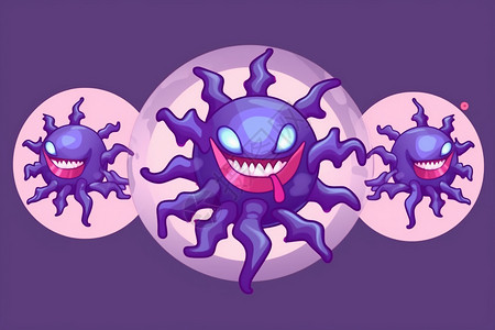 恶毒的紫色冠状病毒角色设计高清图片