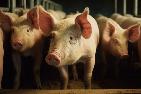 猪农场一群猪在猪圈设计图片