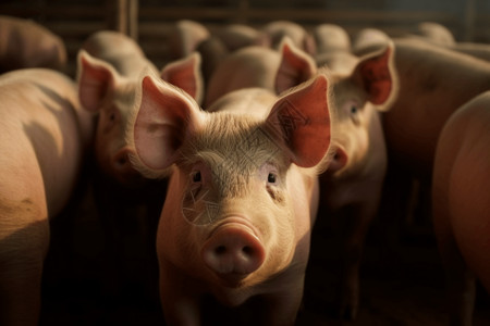 猪农场围栏里的猪设计图片