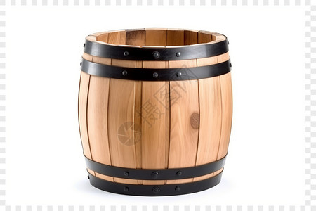 小水桶白色背景上的木桶设计图片