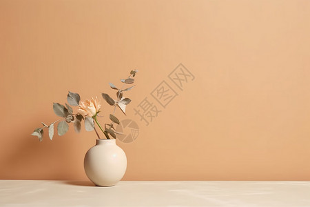 米色背景桌子上的鲜花背景图片
