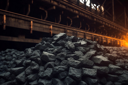 一堆煤炭储备煤炭厂高清图片