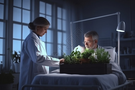 医生送给病患一盆植物图片