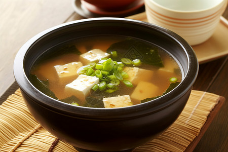 日式冷豆腐日式味噌汤背景