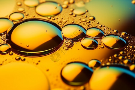 淡黄色油滴水珠抽象油滴水面创意背景设计图片