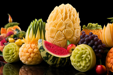 精致雕刻的水果图片