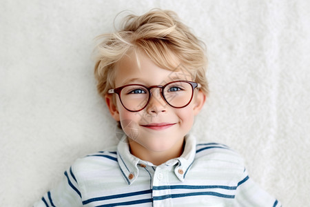 戴眼镜的金发小男子儿童高清图片素材