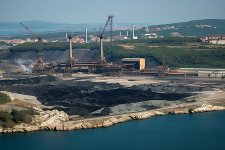 工业煤炭运输全景图片