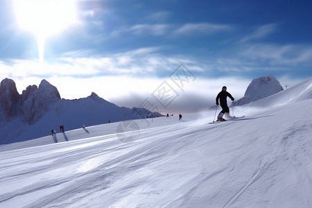 大型滑雪场滑雪运动图片