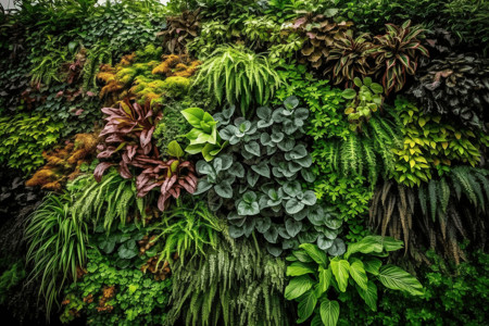 绿色的植物垂直花园高清图片