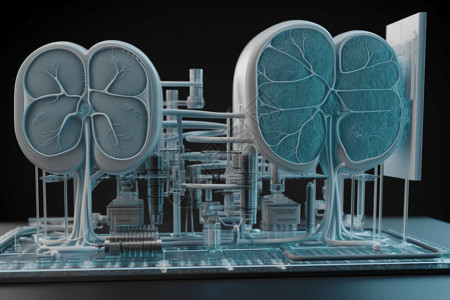 人体比例泌尿系统的3D模型设计图片