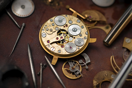 钟表零件拆卸手表内部的机械零件设计图片