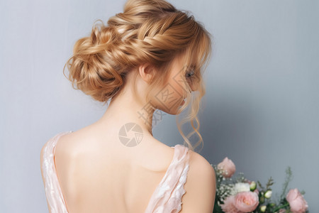 婚礼发型优雅的女性背影背景