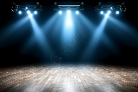 闪耀舞台舞台上的蓝色聚光灯设计图片