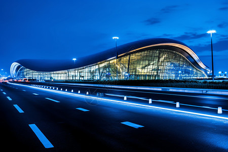 机场夜景背景图片
