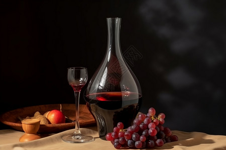 美味的葡萄酒和葡萄图片
