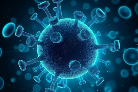 生物蓝色病毒细胞图片