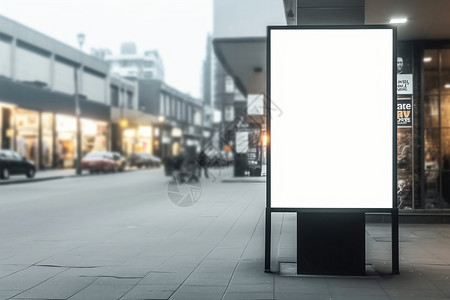 灯箱图片街头空白的广告牌背景
