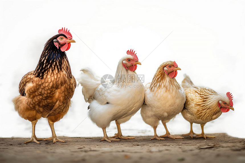农场中的繁殖母鸡图片