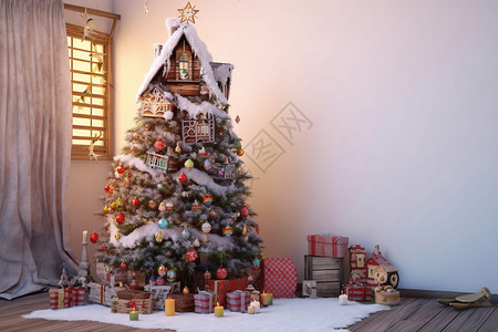 室内家居圣诞节布置背景图片