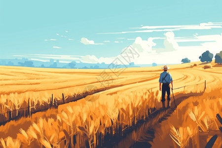 农民在麦田中图片