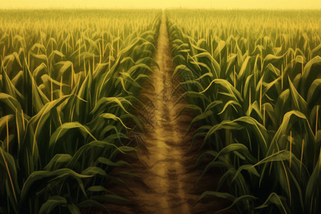 玉米地里的小路图片