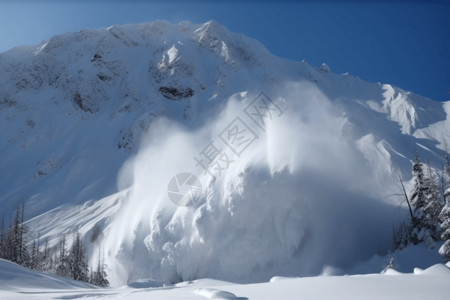 雪从山坡滚下高清图片