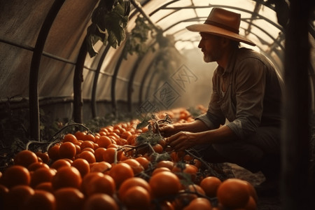 农民在仓库里打理西红柿图片