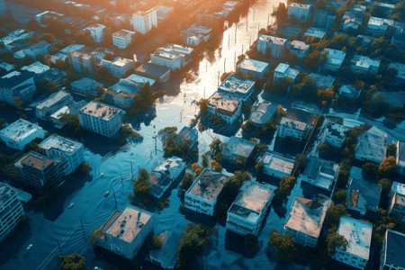 洪水泛滥的城市街道（创意背景 抽象创意 广告传媒）设计图片