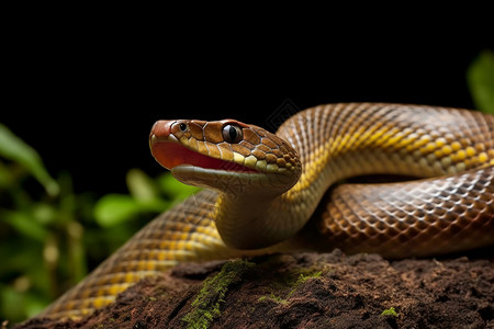 野外森林的无毒蛇背景图片