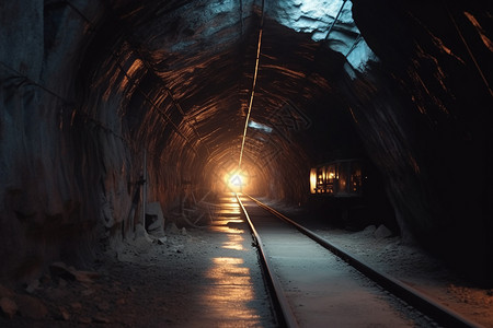 矿山中的黑暗隧道高清图片