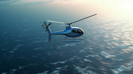 直升机在海面上空飞行高清图片