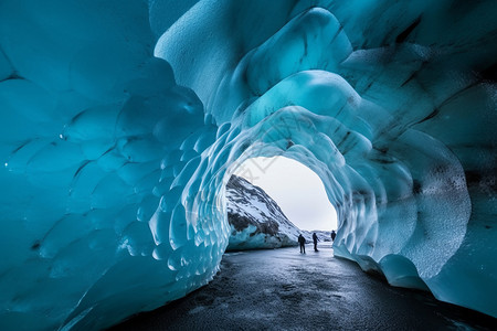 冰川洞穴的内部自然景观背景图片