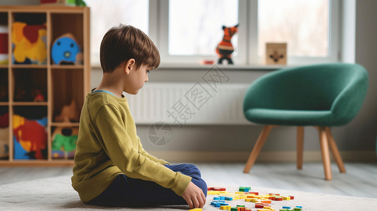 患有自闭症的儿童进行心理治疗高清图片