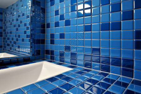 蓝色马赛克浴室的马赛克瓷砖设计图片