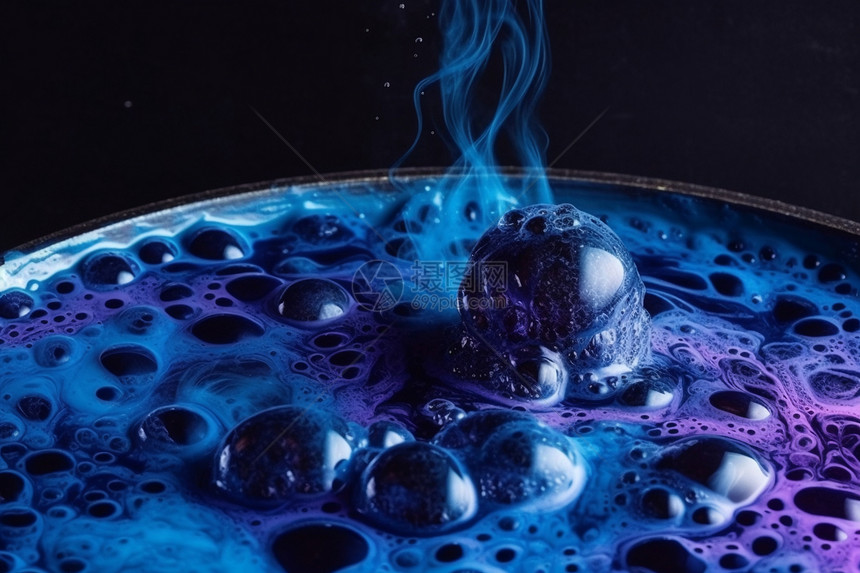 蓝色泡沫抽象背景图片