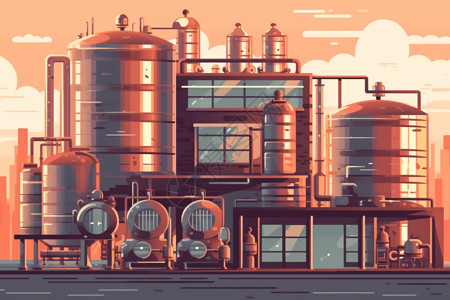 啤酒工厂插画图片