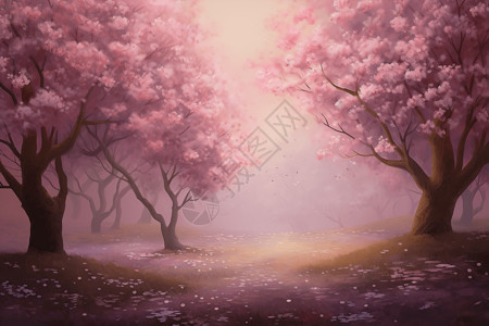美丽的樱花花园背景图片