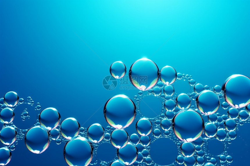 透明气泡蓝色创意背景图片