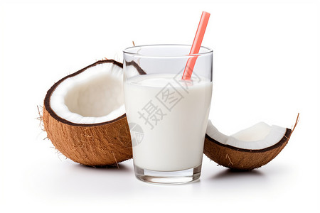 椰子分离出的椰奶背景图片