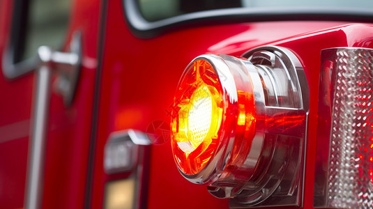闪亮的消防车的紧急灯图片