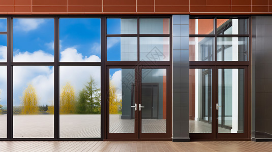 电梯井效果图企业大楼的铝材玻璃门窗设计图片
