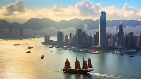 回归素材香港城市的自然景观背景