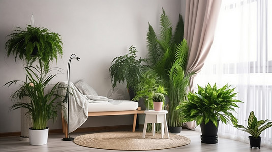 现代简约风格绿色室内植物背景图片