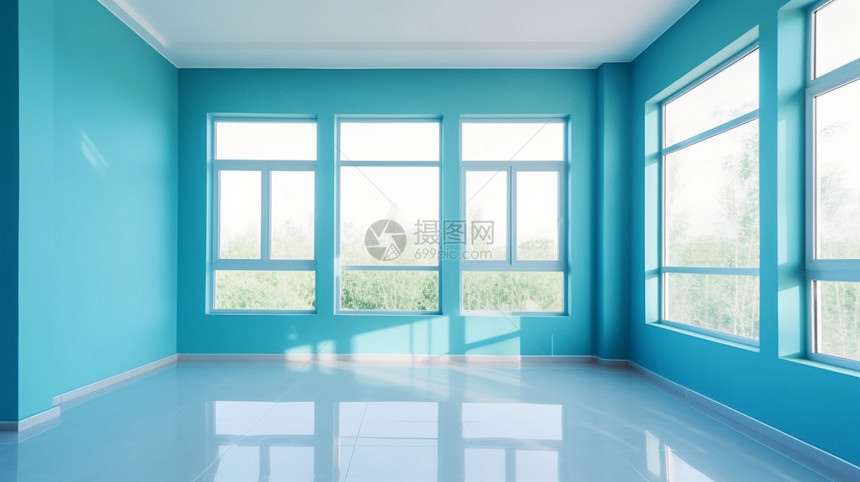 室内家居的蓝色房间图片