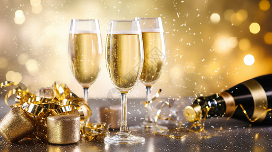 酒的圣诞素材闪闪发光的金色香槟背景