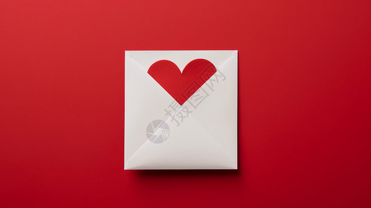红色信纸有爱心的信封背景