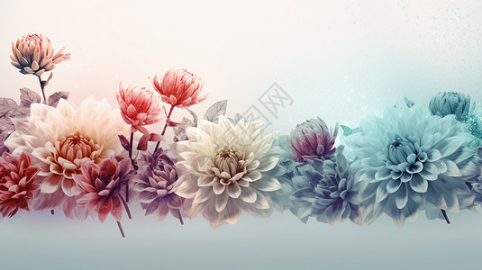 浮动的花朵创意插图背景图片