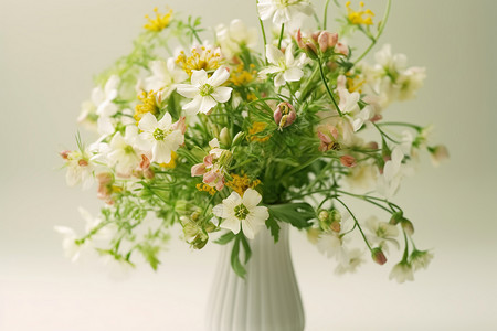 花瓶中的小野花背景图片