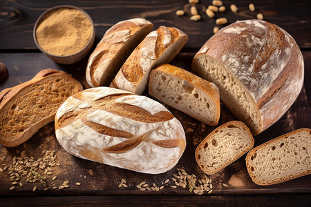 手工烘焙的五谷杂粮面包图片